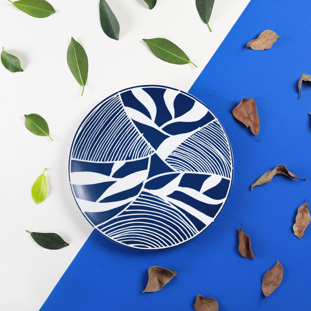 Sea & Blue Leaves Dinner Plate