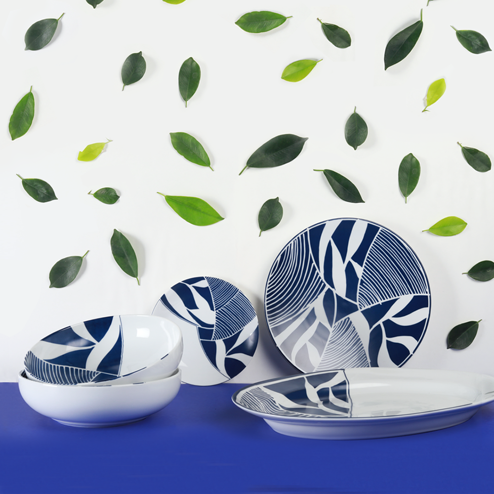 Sea & Blue Leaves - 14pc Dinner Set