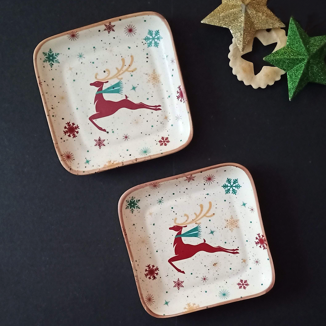 Xmas - Square Platter (Reindeer)