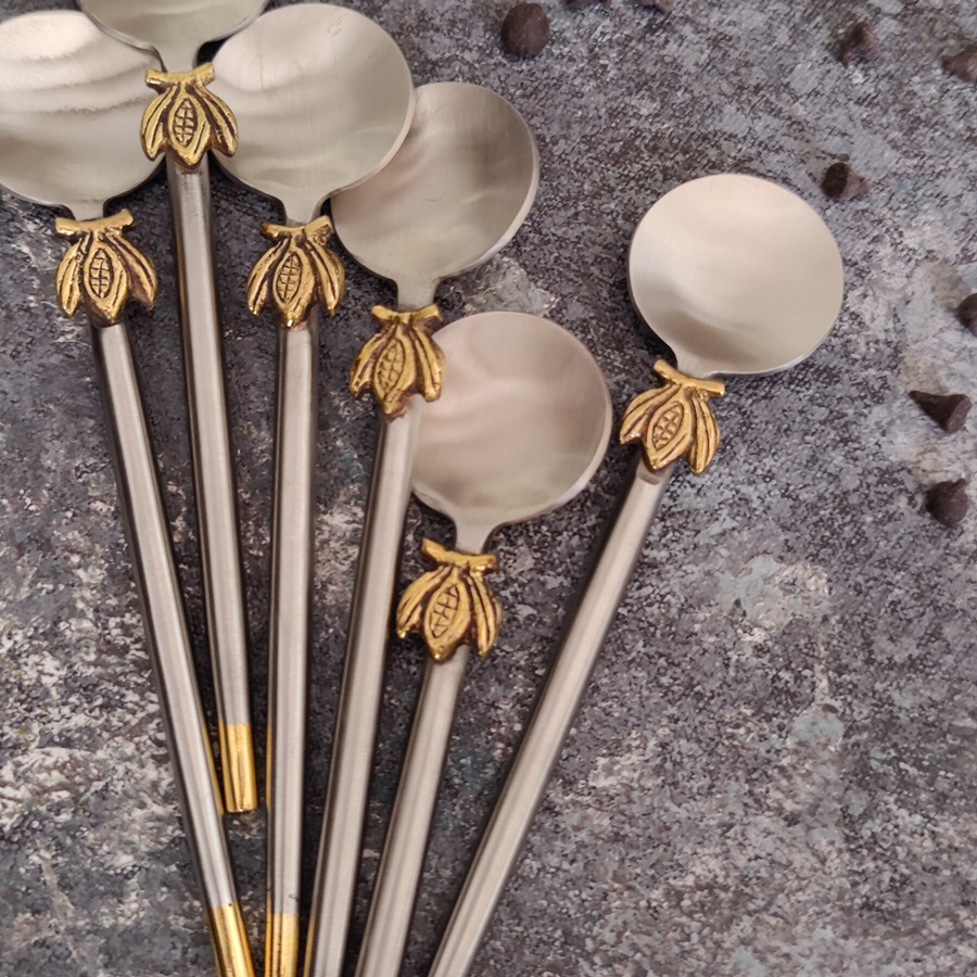 La Cote Six Piece Dessert Spoon Set – Pakka Wood Handles, 18/10 Stainless Steel, Gift Box, Cheese & Dessert Tools - View #8