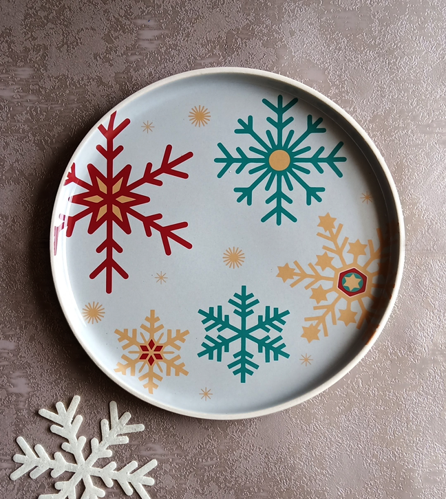 Xmas - Dinner Plate Flakes Stoneware (Grey)