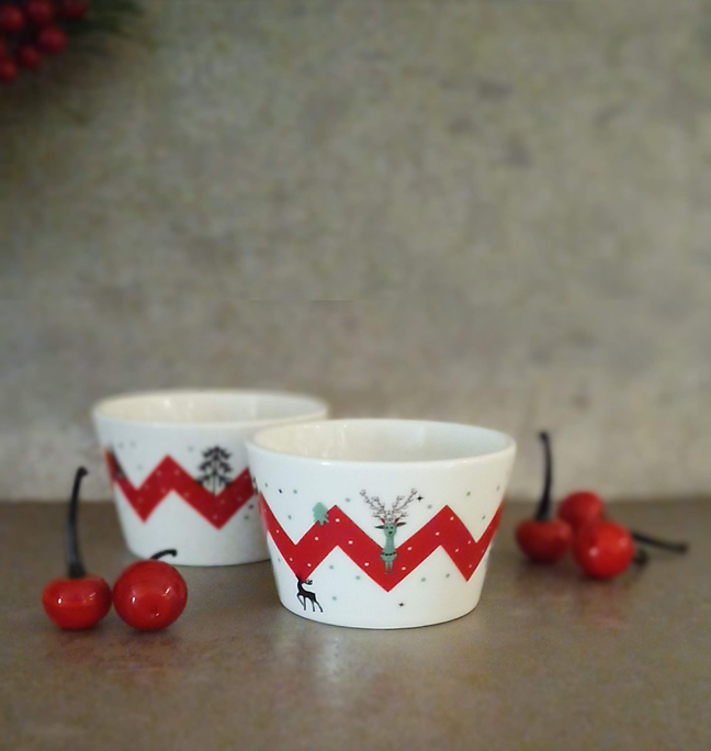 Xmas -  Chevron Dessert Bowls