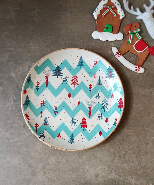 Xmas - Green Strip Quarter / Snack Plate