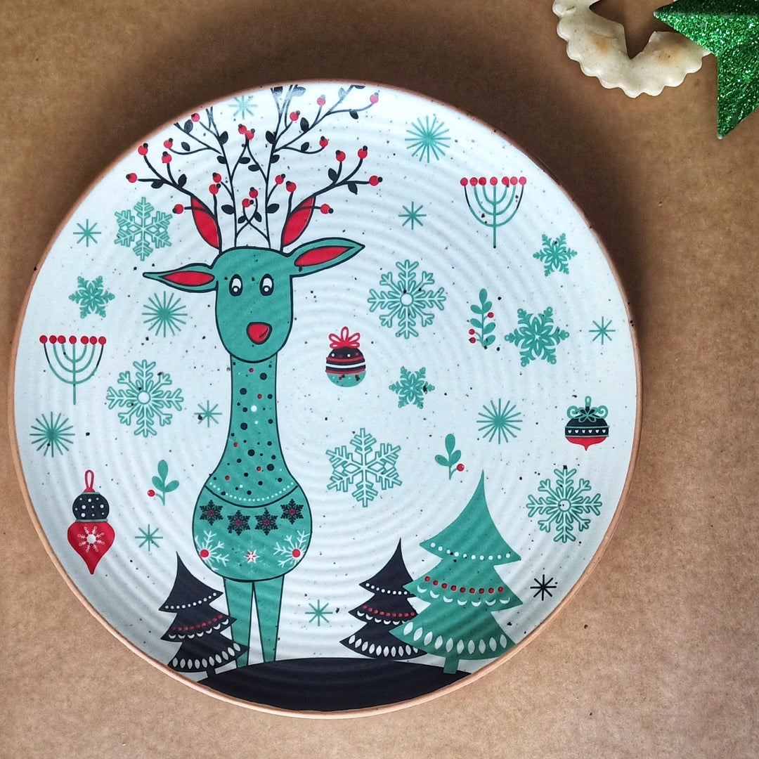 Xmas - Reindeer BLK Dinner Plate