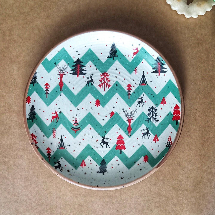 Xmas - Green Strip BLK Quarter Plate