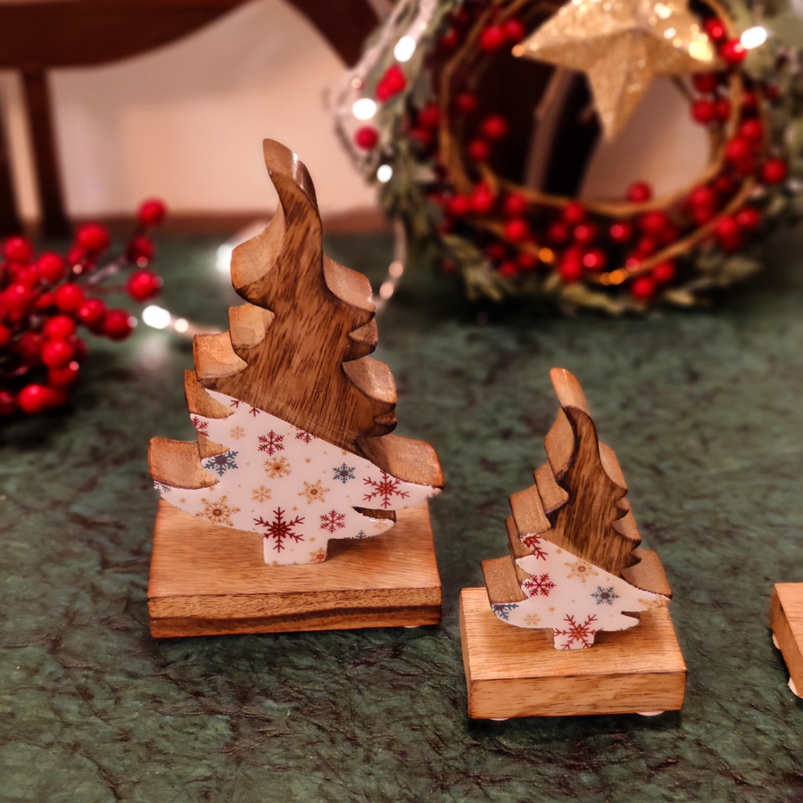 Christmas tree wooden decor set