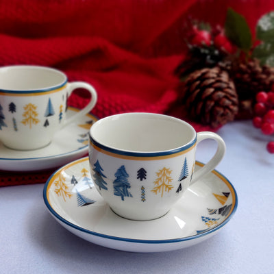 Xmas Tinsel & Trees - Cup & Saucer (Set of 2)