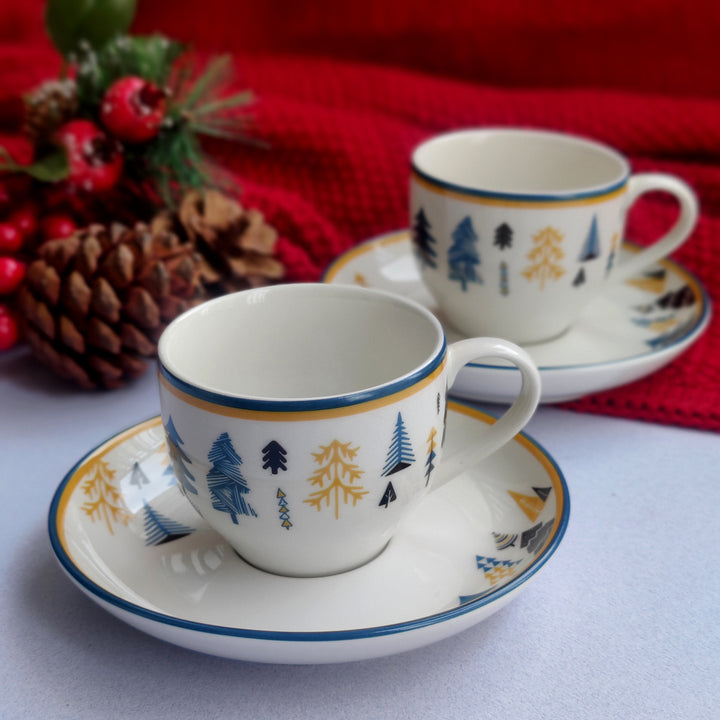 Xmas Tinsel & Trees - Cup & Saucer Set