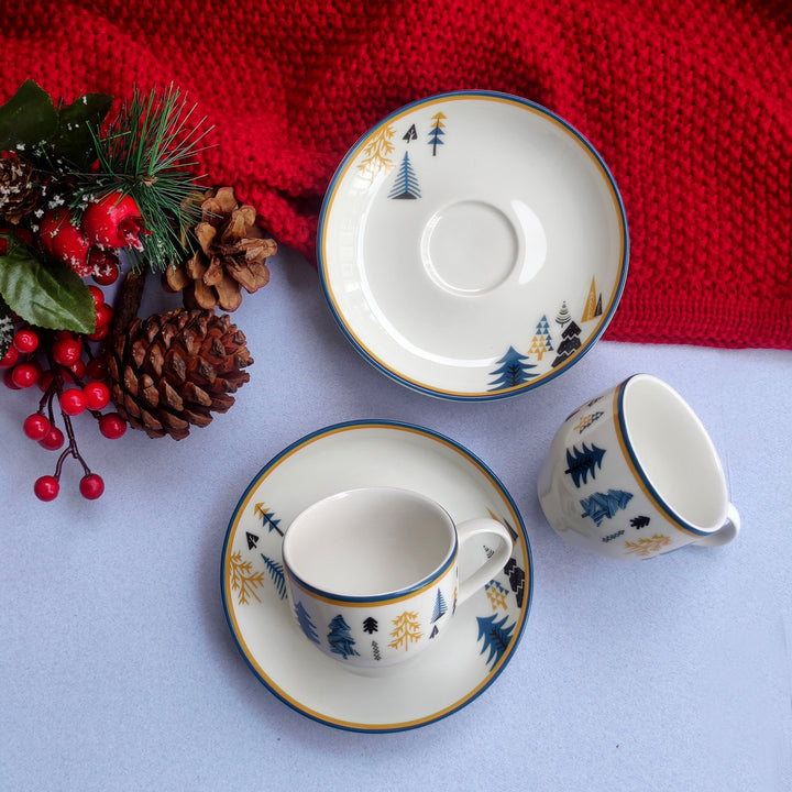 Xmas Tinsel & Trees - Cup & Saucer Set