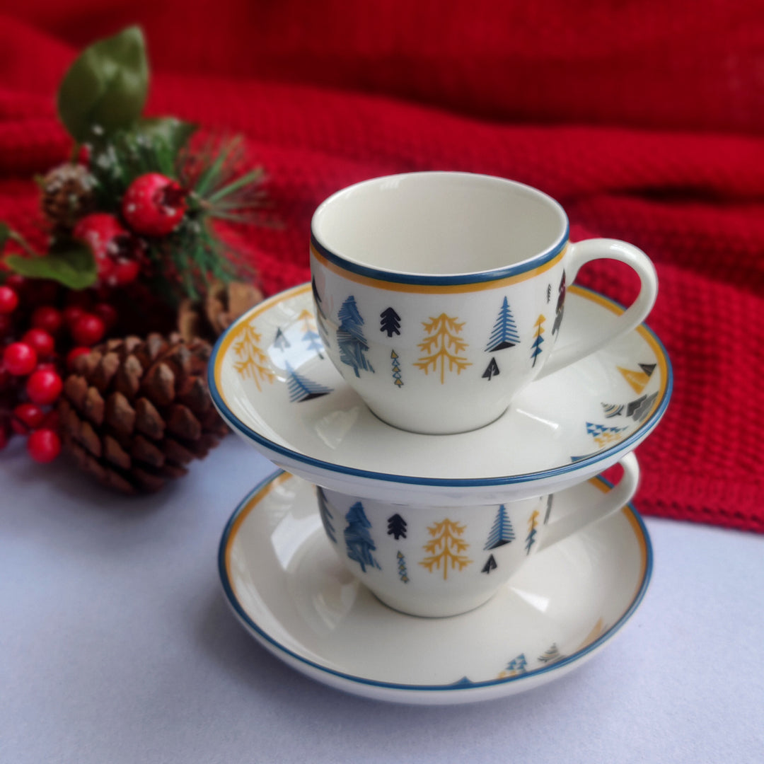 Xmas Tinsel & Trees - Cup & Saucer Set