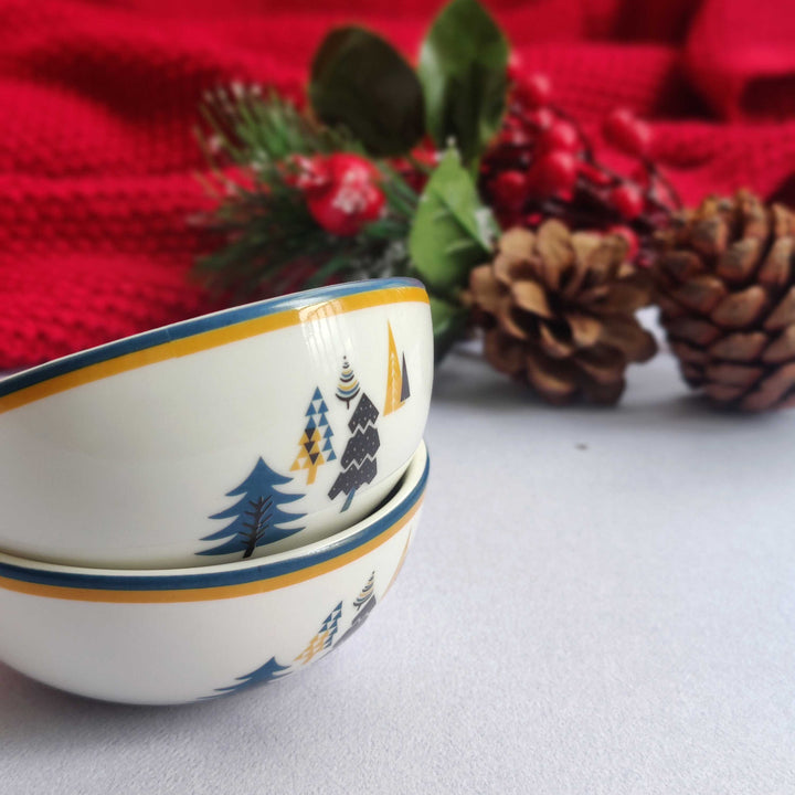 Xmas Tinsel & Trees - Dessert Bowl Set