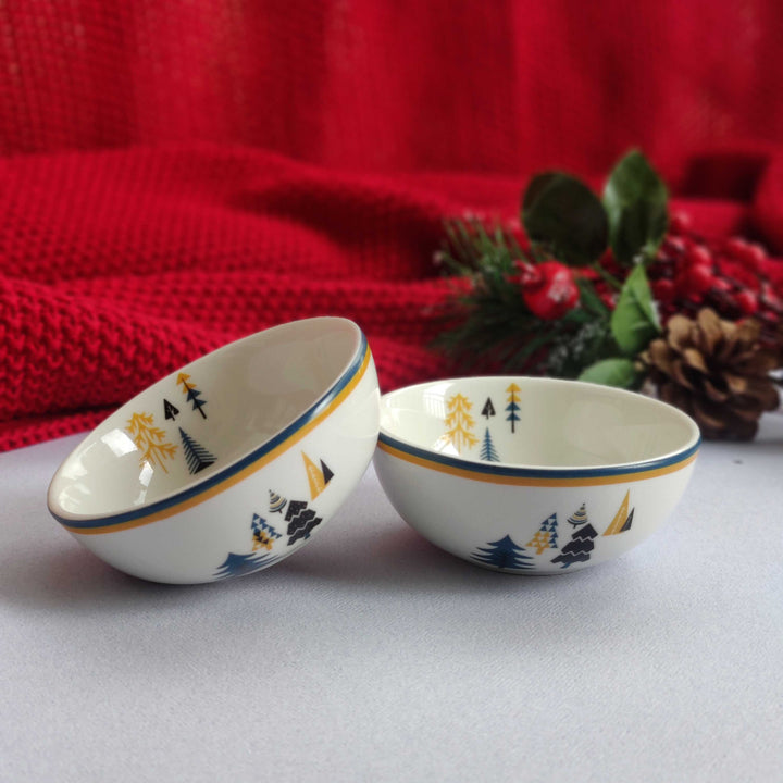 Xmas Tinsel & Trees - Dessert Bowl Set