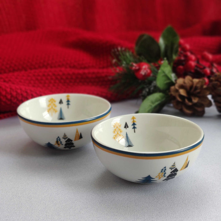 Xmas Tinsel & Trees - Dessert Bowl Set