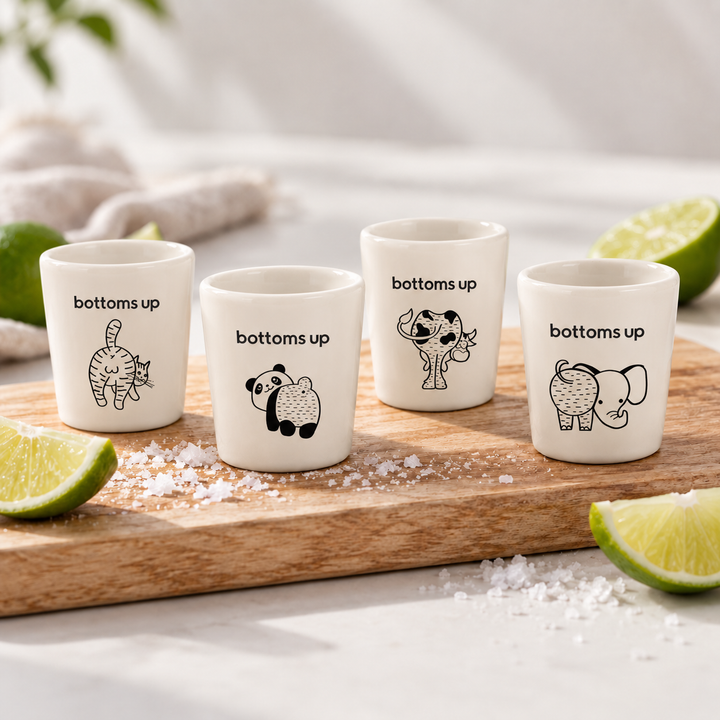 Bottoms up shot glasses-Set of 4