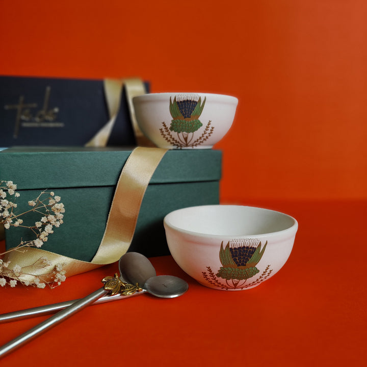 pookkal - dessert bowl & spoon gift box set