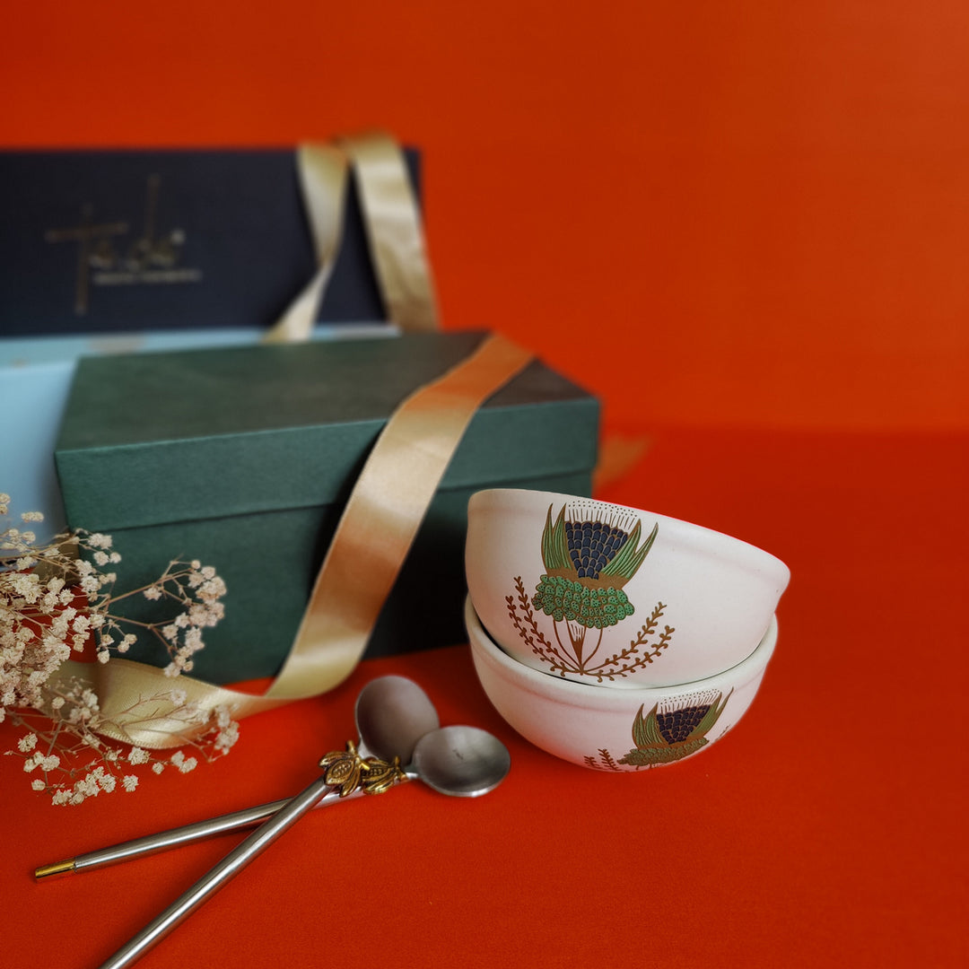 pookkal - dessert bowl & spoon gift box set