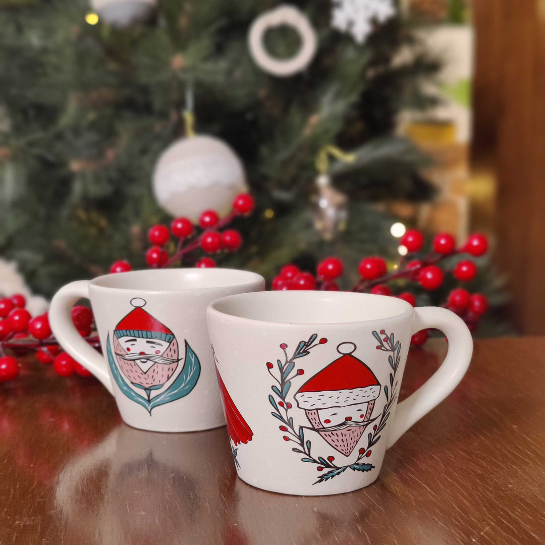 xmas santa mug - set of 2