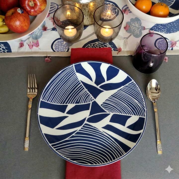 Sea & Blue Leaves Dinner Plate