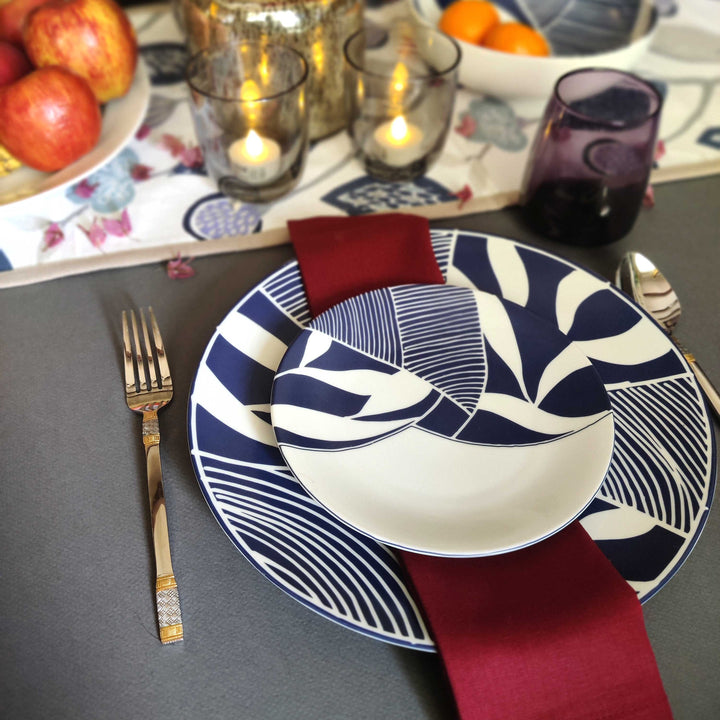 Sea & Blue Leaves – 12pc Plate Set