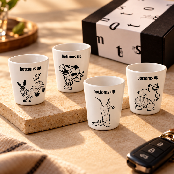 Bottoms up shot glasses-Set of 4