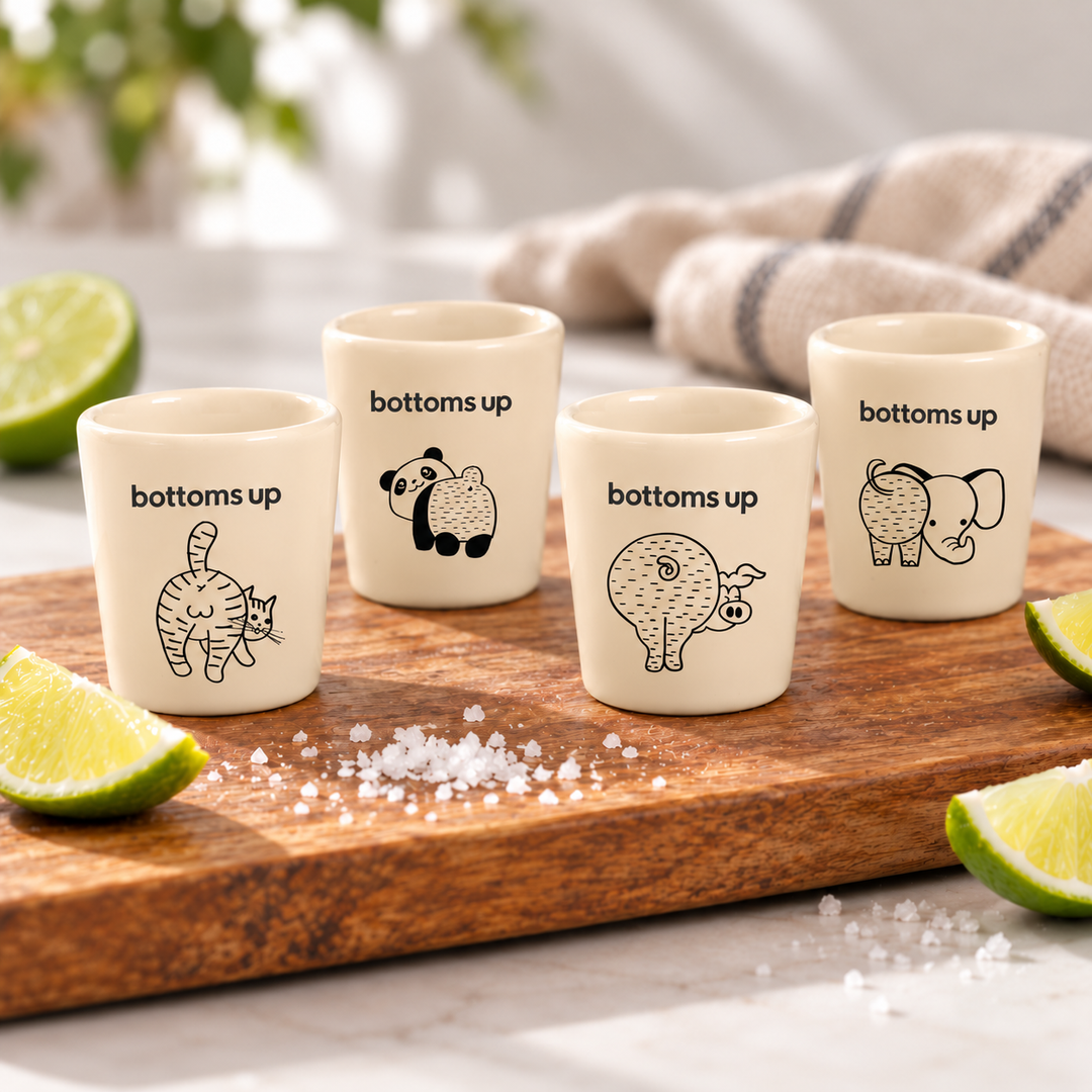 Bottoms up shot glasses