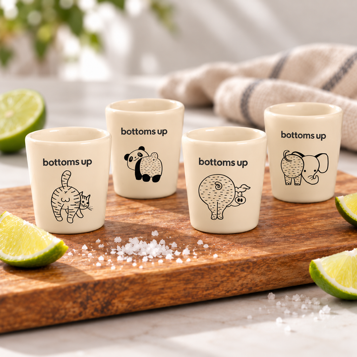 Bottoms up shot glasses
