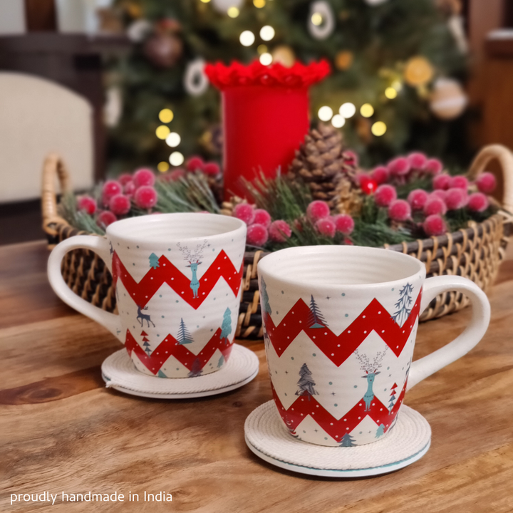 Xmas Red Stripe Mug - Set of 2