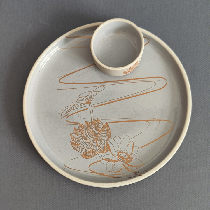 Isles of Indivarā  (Stoneware) - Breakfast Set ( Plate, Dip Bowl, Fruit Bowl & 1 Mug)