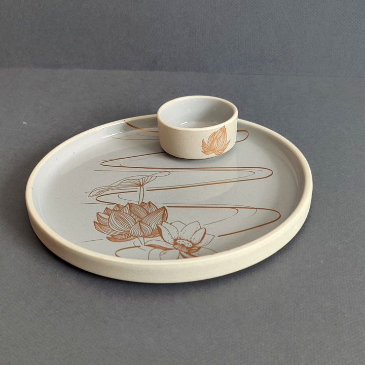 Isles of Indivarā  (Stoneware) - Breakfast Set ( Plate, Dip Bowl, Fruit Bowl & 1 Mug)