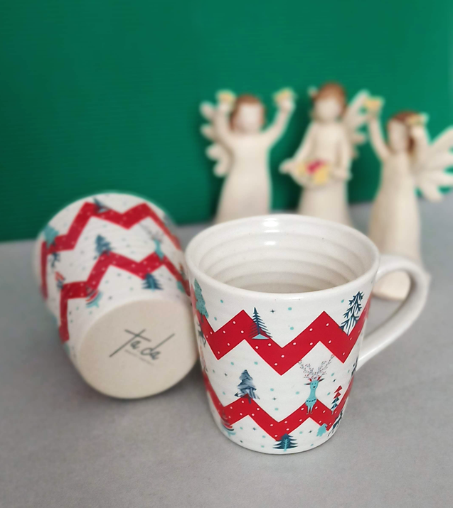 Xmas Red Stripe Mug - Set of 2
